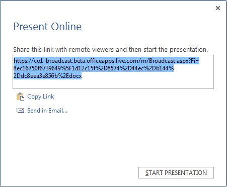 Present Online window shows a link 
